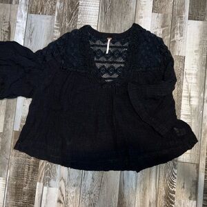 Free People Black Lace “crop” Top